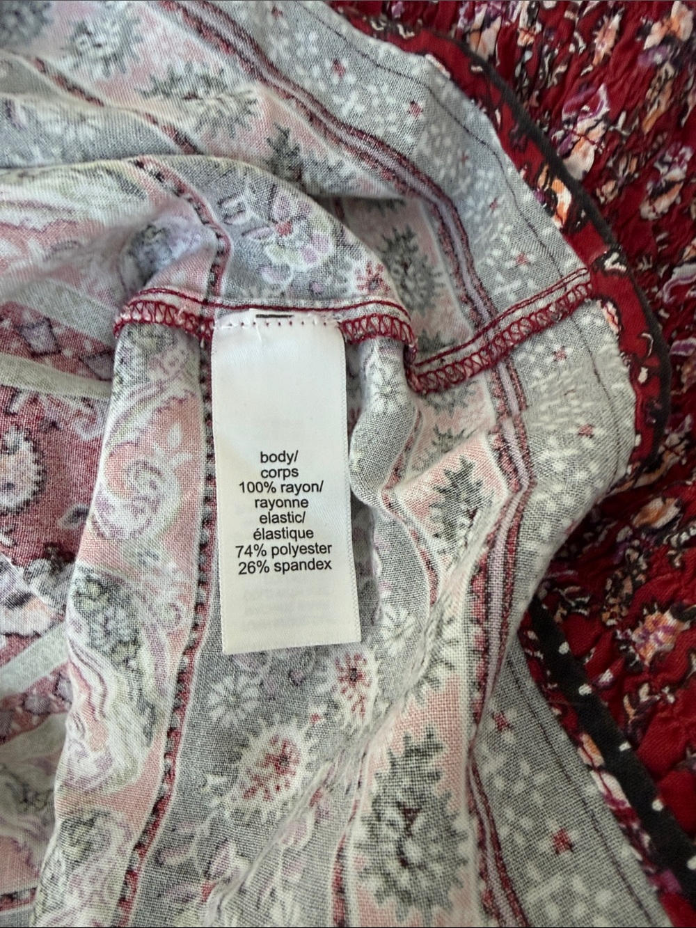 Maurices Red Floral Smocked Peasant Top - Picture 4 of 4